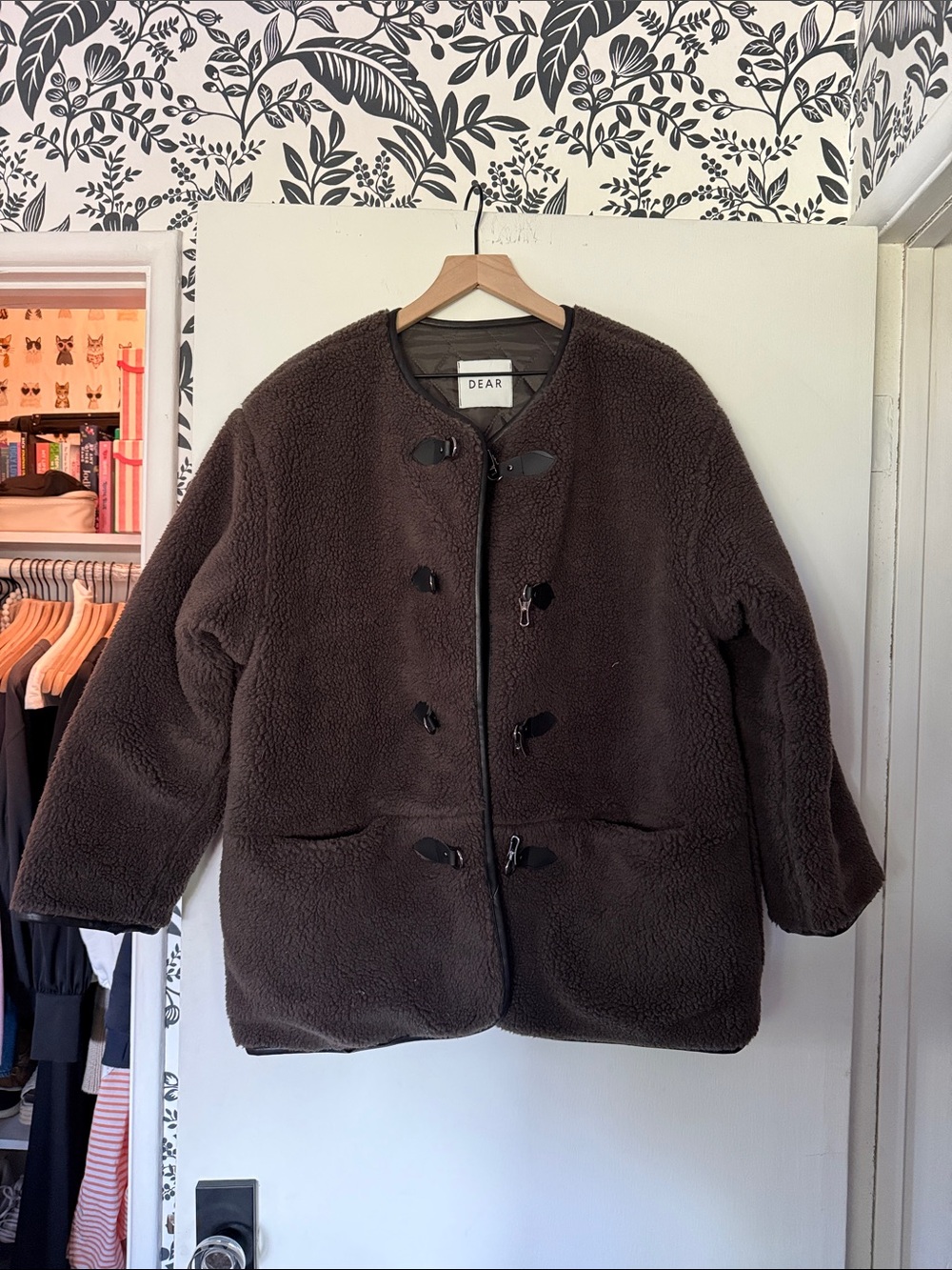 Chocolate Brown Teddy Coat with Toggle Closure